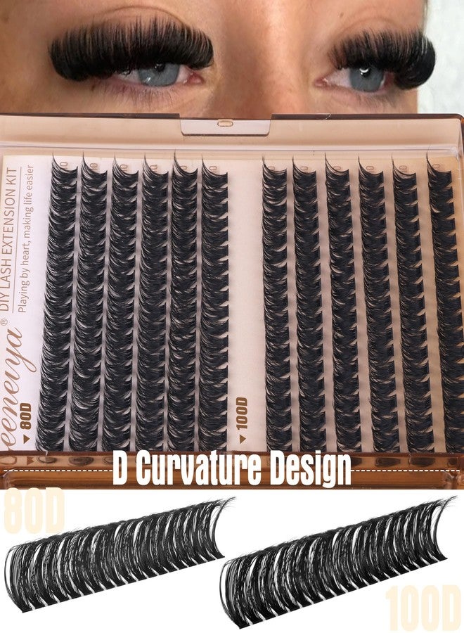 Geeneiya 10MM Volume Lash Clusters D Curl Cluster Eyelash Extensions Thick Cluster Lashes Only 10MM 80D+100D DIY Lash Extension Waterproof - Image 3